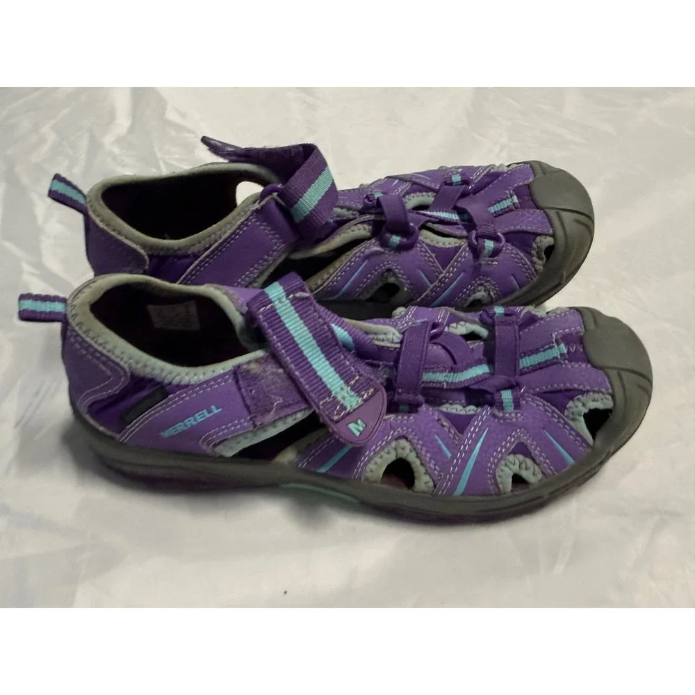 Merrell Hydro Hiker Sandal Purple Teal Leather Girls Kids Size 4M MY53377